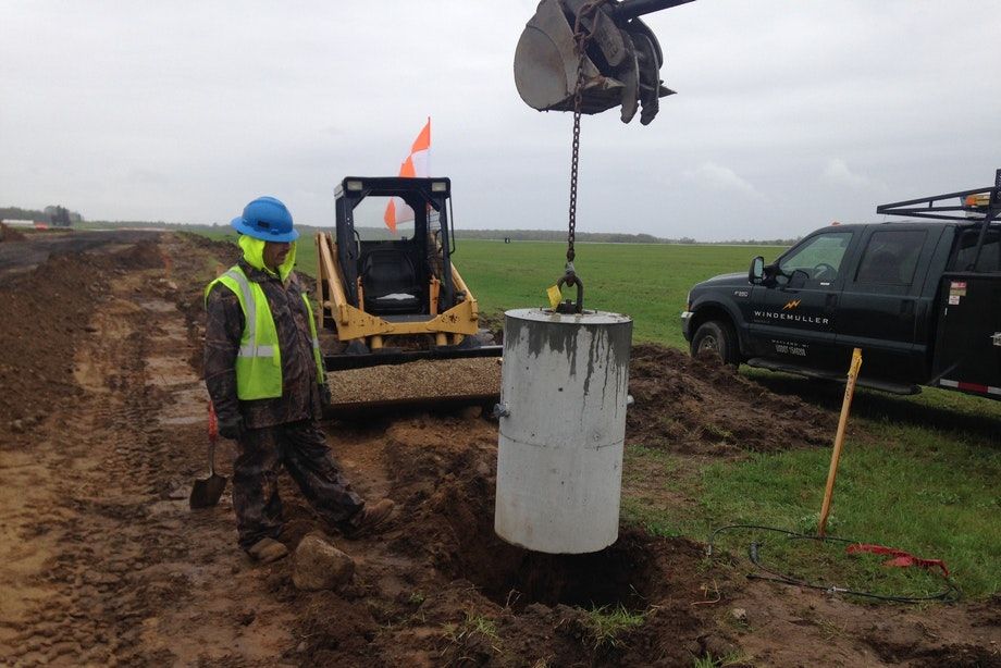 Taxiway base installation on construction site