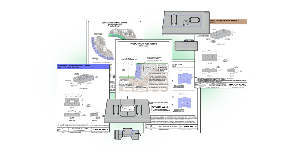 image of several screenshots of novum wall engineering documents