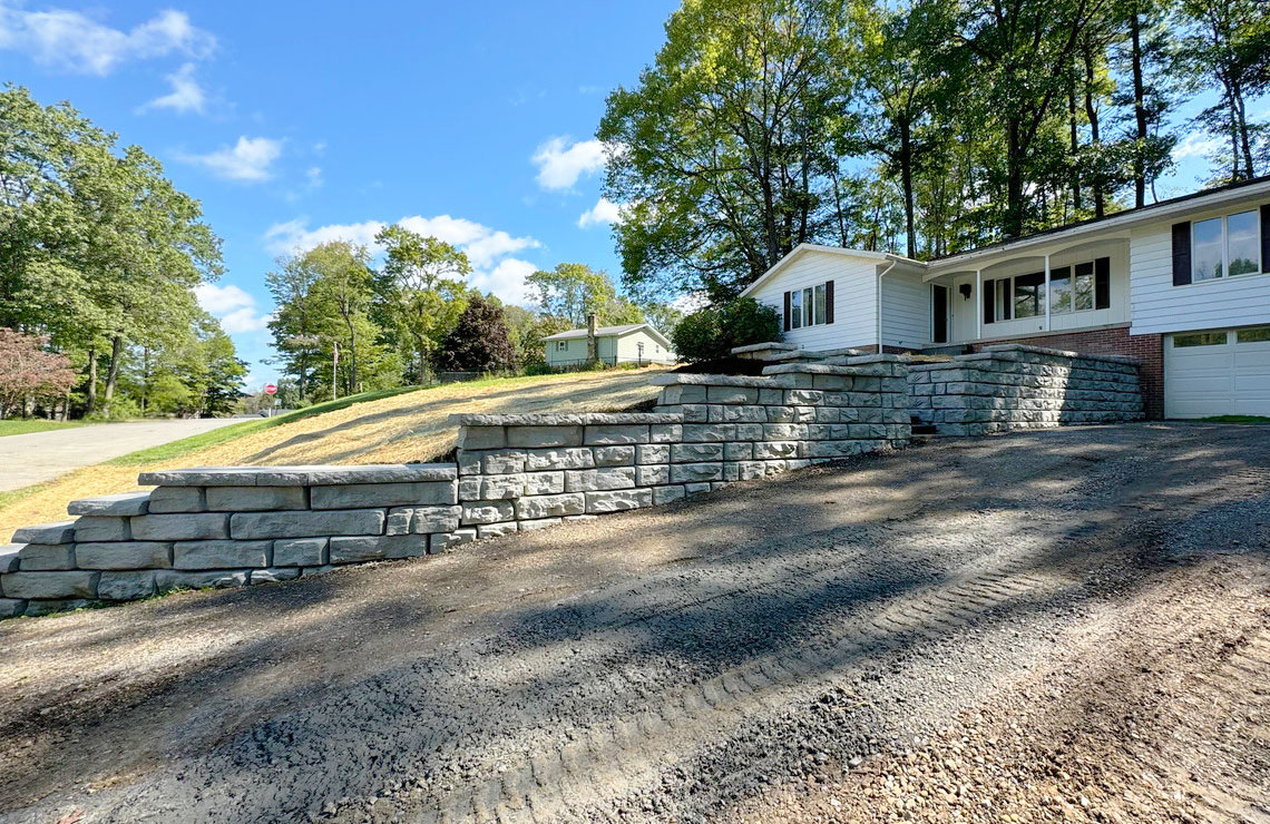 image of ridge textured novum wall for homes driveway