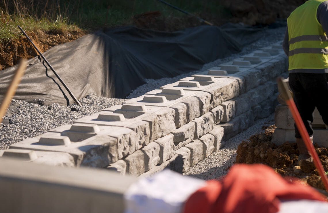 image of novum wall work site