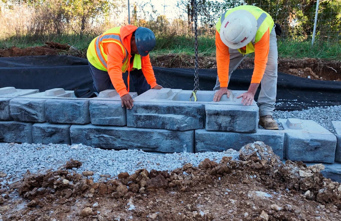 image of workers installing novum wall