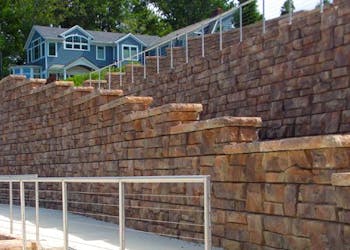 Retaining Walls Create Lake Access for Home