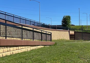 Retaining Walls for Pedestrian Path Along Highway