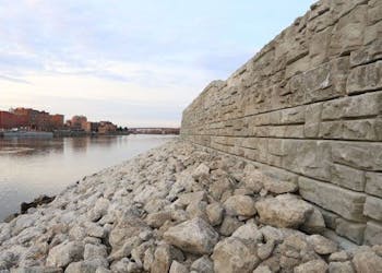 River Sea Wall Supports Development