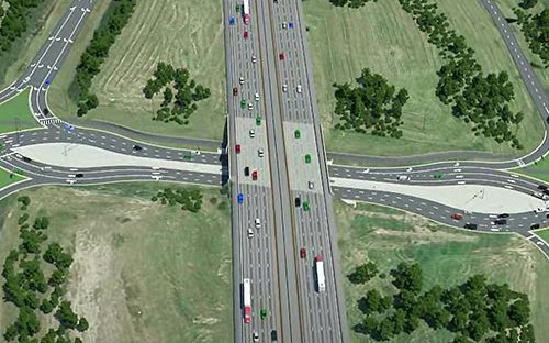 aerial view of freeway