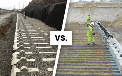 What are the differences between gravity retaining walls and mechanically stabilized earth (MSE) retaining walls?