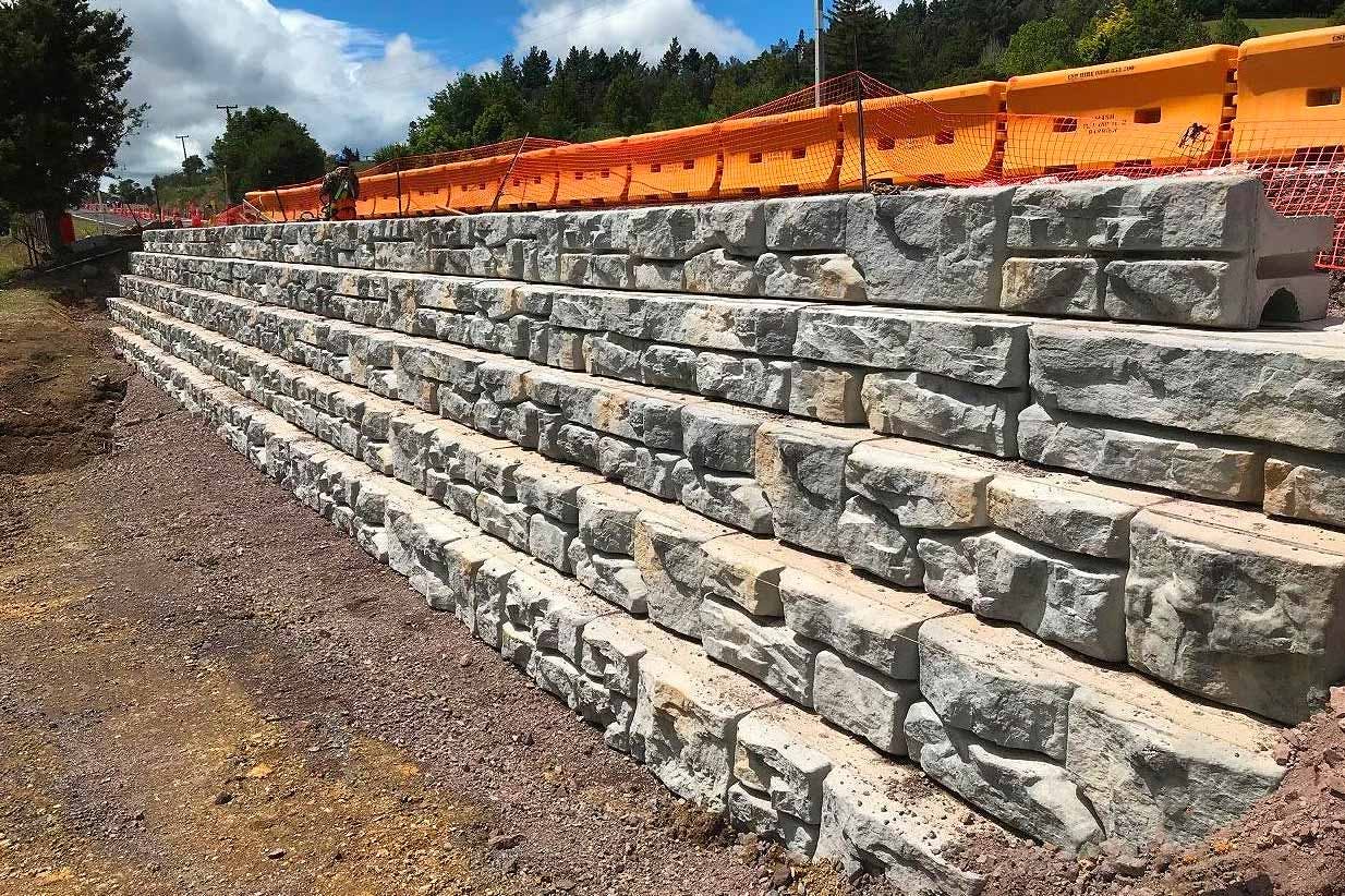 New Zealand Large Block Retaining Walls RediRock by Duracrete Products