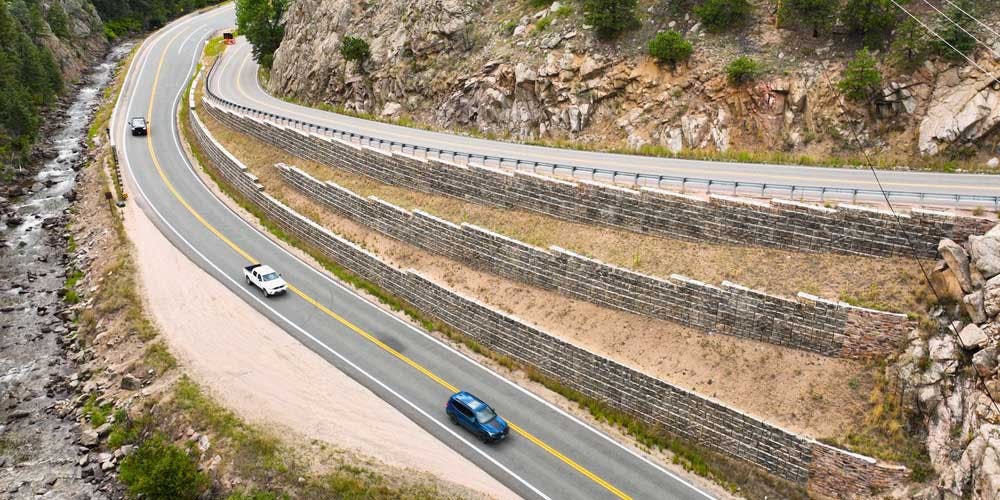 image of redi-rock walls for highway