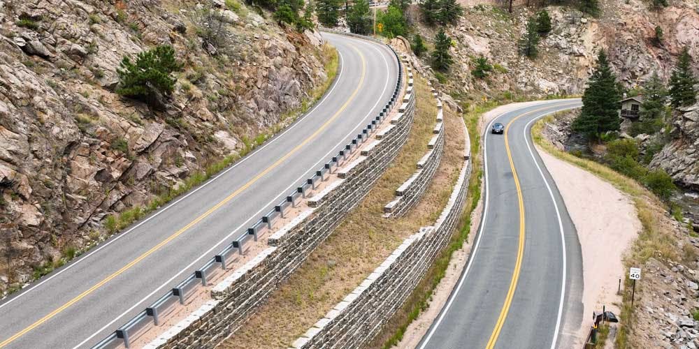 image of redi-rock walls between highway roads