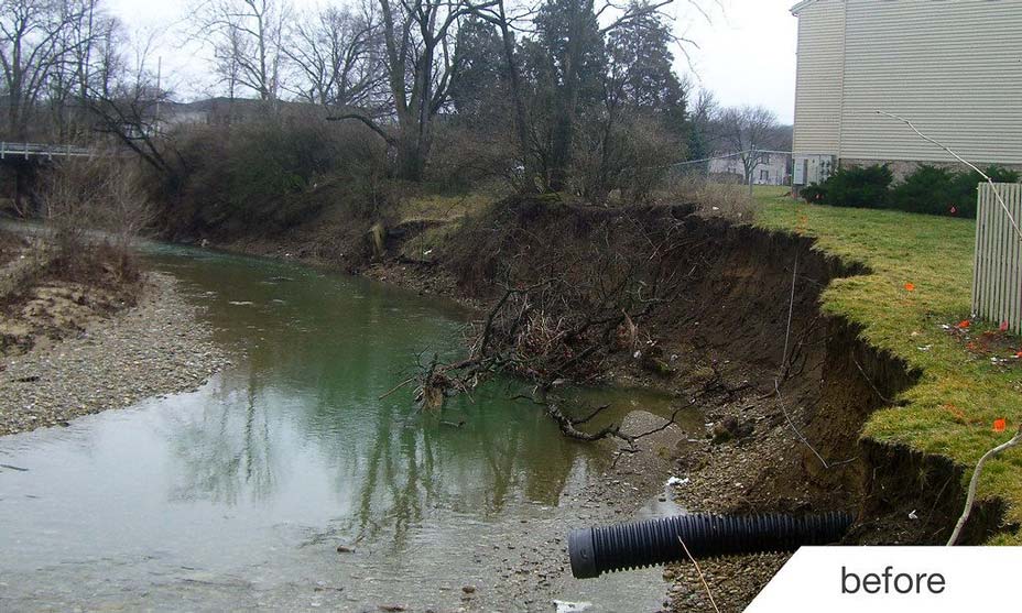 Before picture of creek erosion