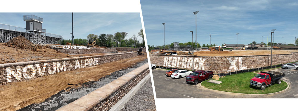image of novum wall and redi-rock used for stadium