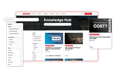 image of redi-rock knowledge hub website interface