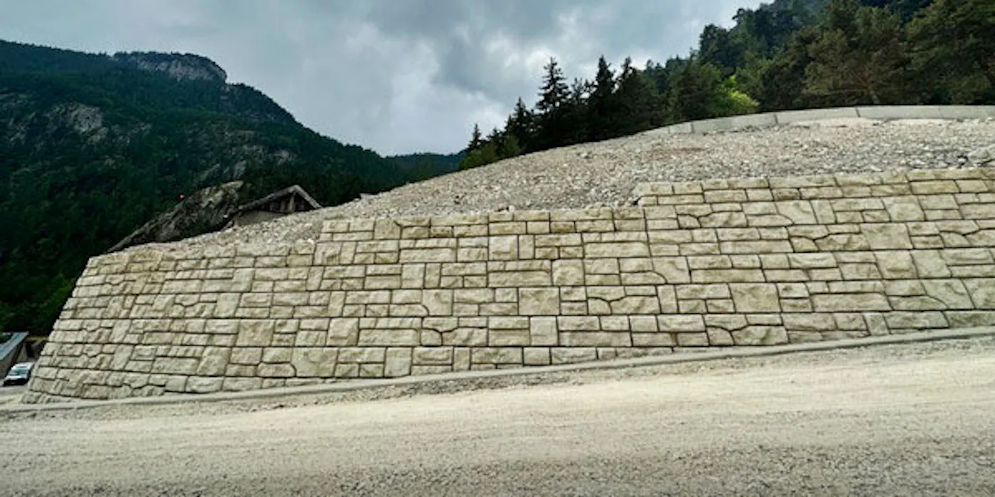 image of ledgestone wall in mountainous area in France