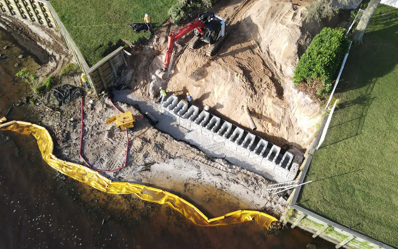 Build Strong Marine Retaining Walls with Redi-Rock: Why Dewatering Comes First
