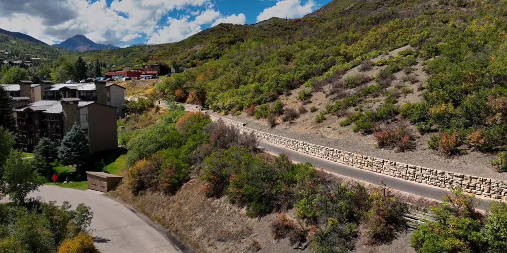 aerial of redi-rock wall