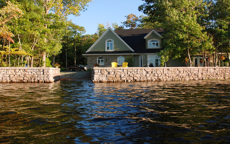 image of redi-rock wall for shoreline wall for residence