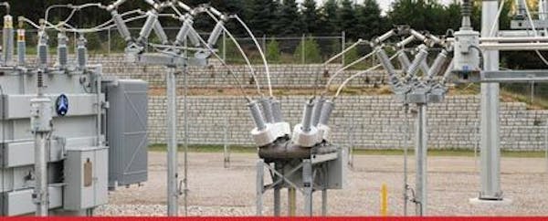 Electrical substation with Cobblestone retaining walls