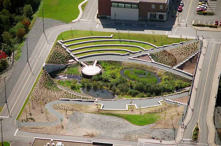 Aerial view of the amphitheater at Dartmouth Crossings