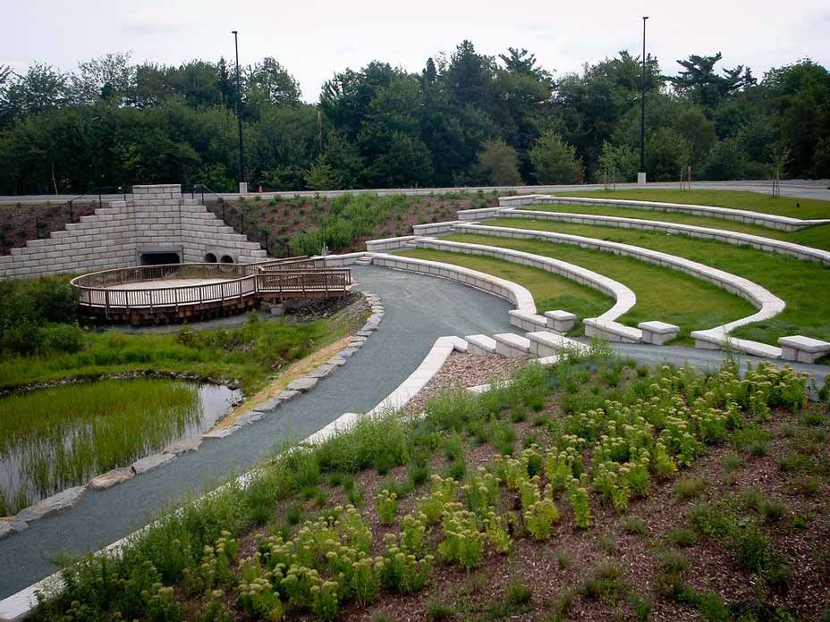 Amphitheater seating created with Limestone blocks and caps