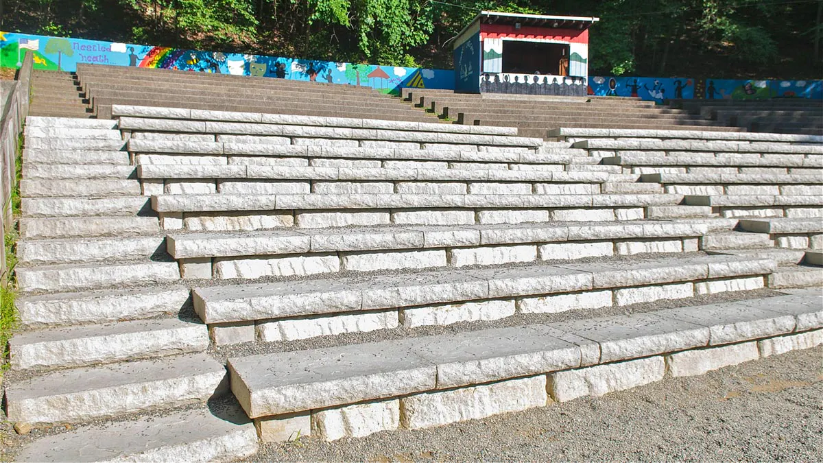 Redi-Rock blocks create stadium seating and steps. 