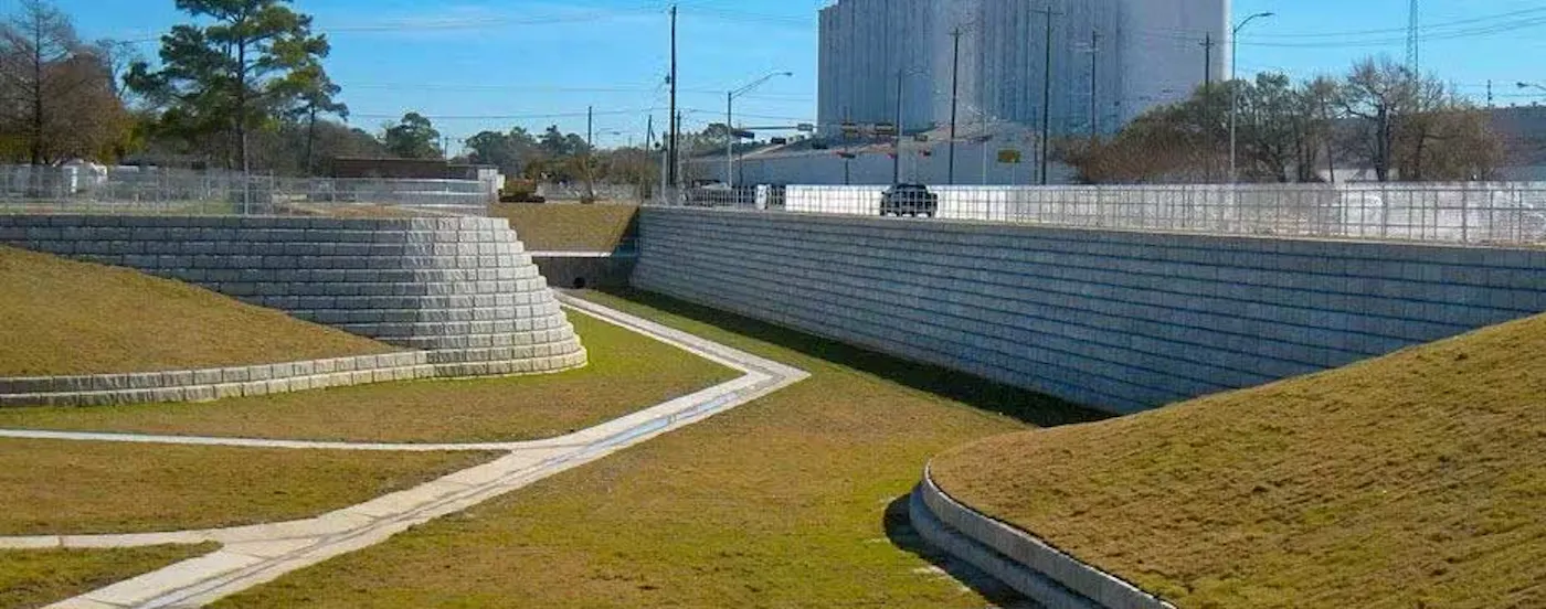 redi-rock limestone storm water retaining wall