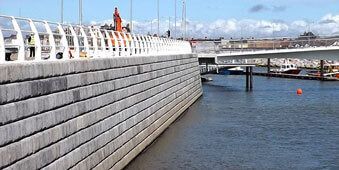 retaining wall in water