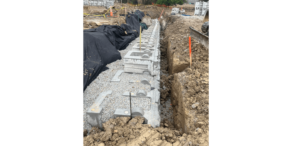 image of XL redi-rock blocks for a base course installation