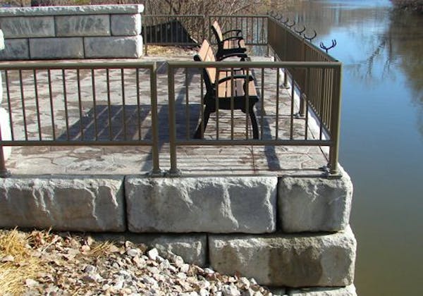 Limestone block walls give aesthetic look to fishing pier