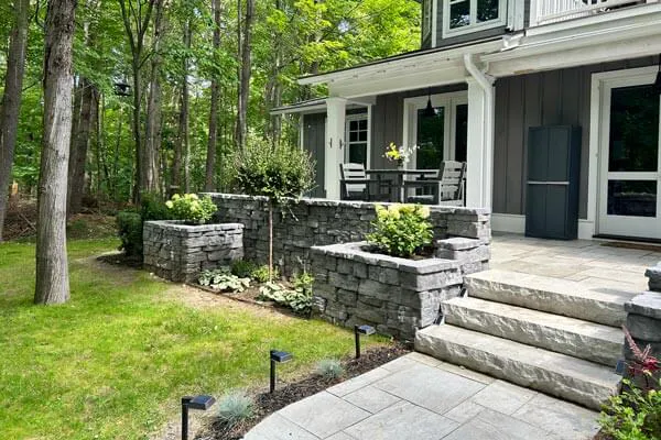 image of house backyard patio with planters