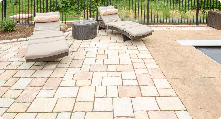 lounge chairs on new mission pavers 