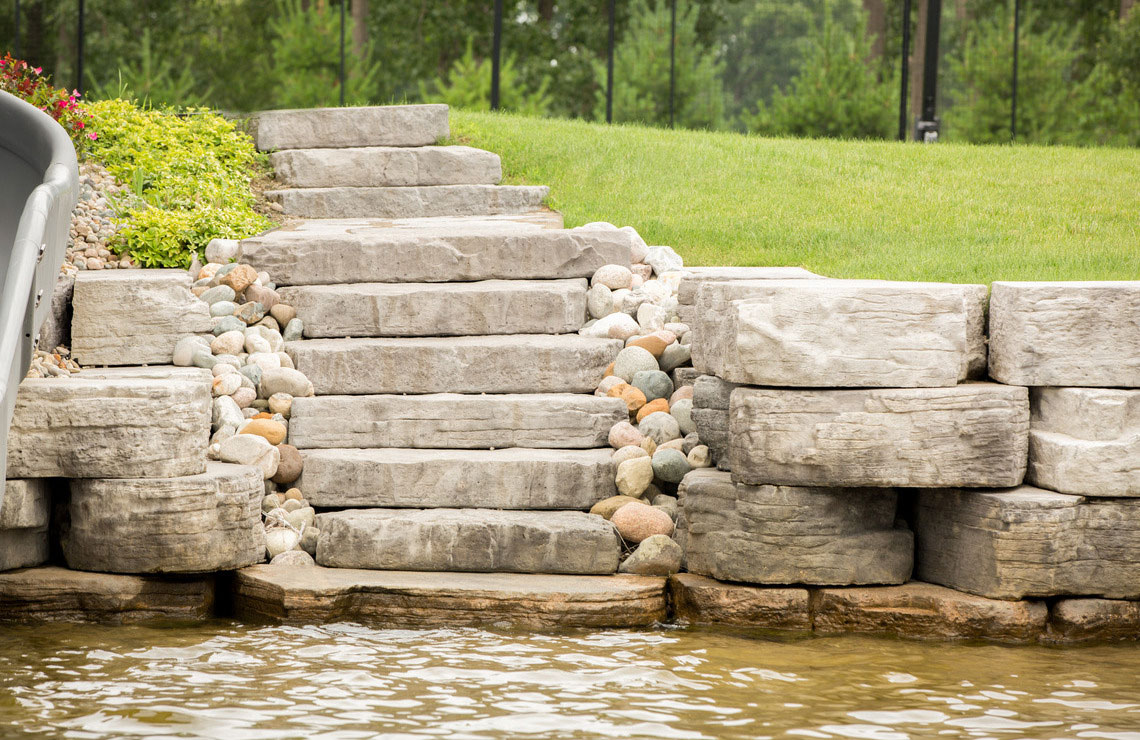 irregular steps leading to water front