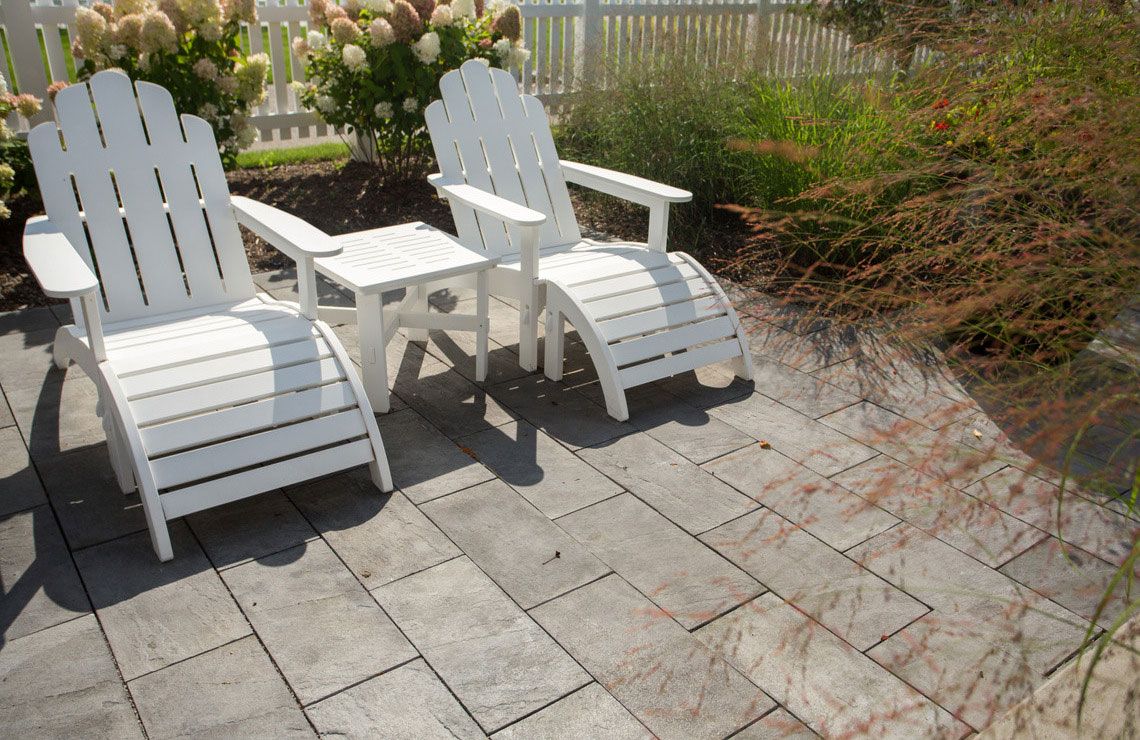 linear flagstone with chairs