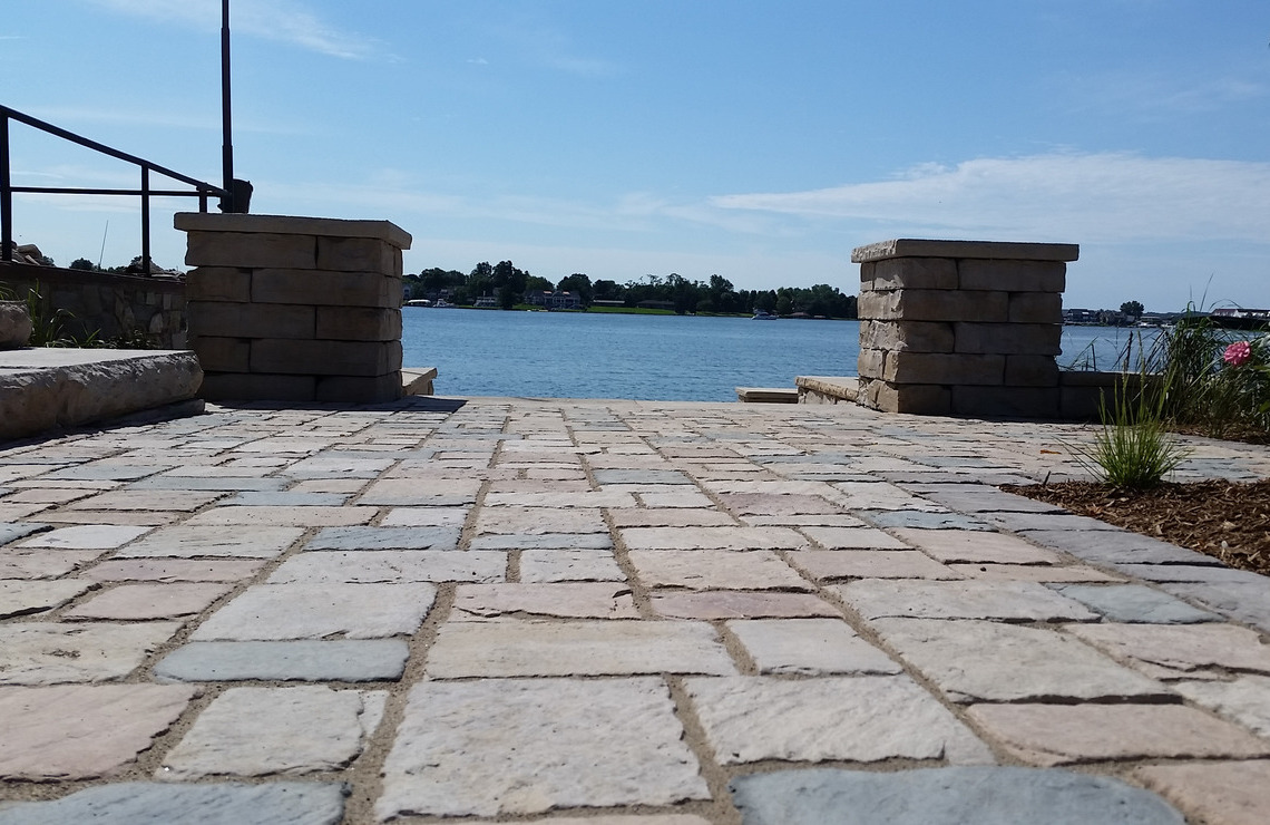 lakeside residence with new mission pavers