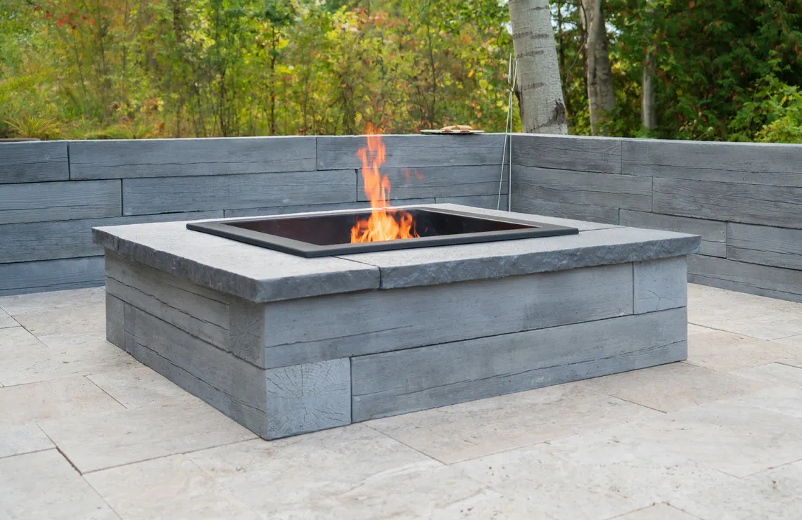 heartwood firepit and heartwood wall