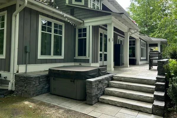 image of house back porch with hot tub