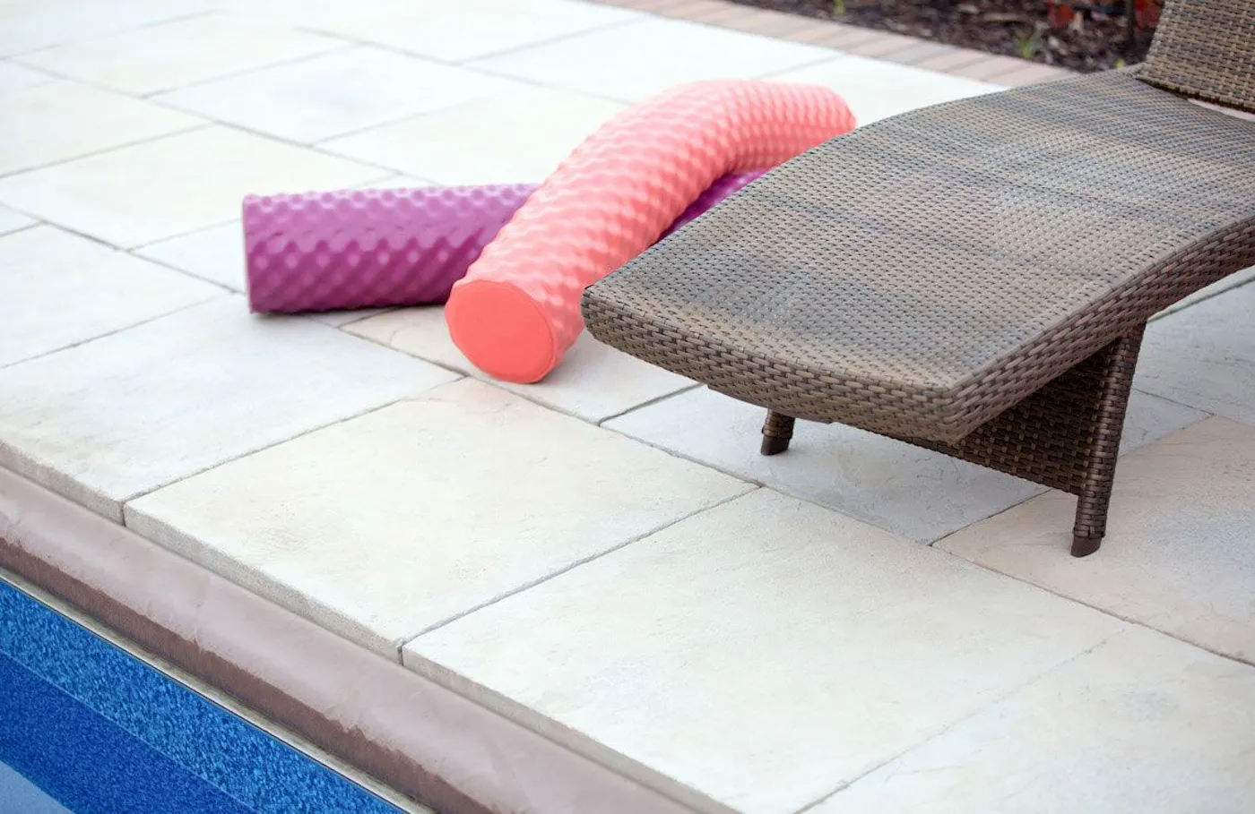 24x24 flagstone for pool area with noodles and lounging chair