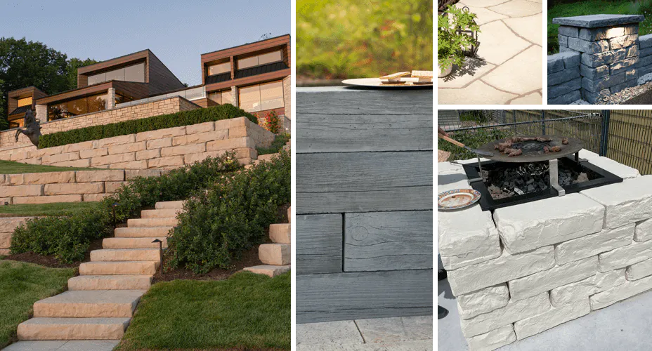 collage of rosetta hardscapes products