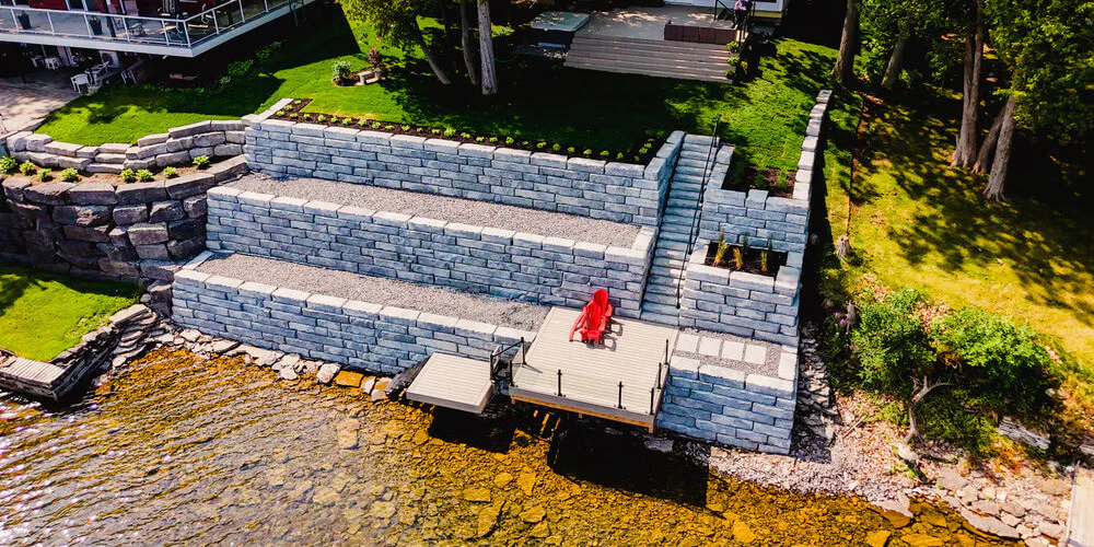 image of grand ledge wall on lakefront