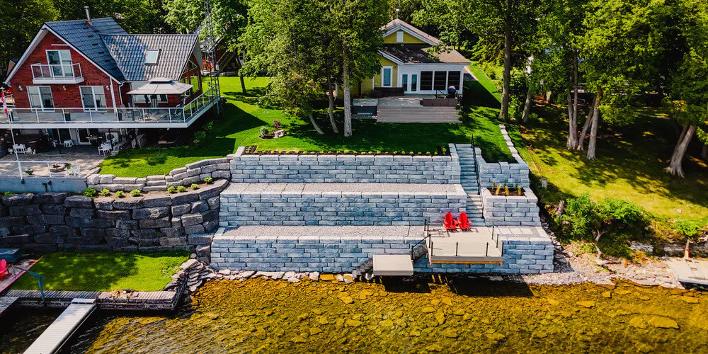 image of grand ledge wall on lakefront