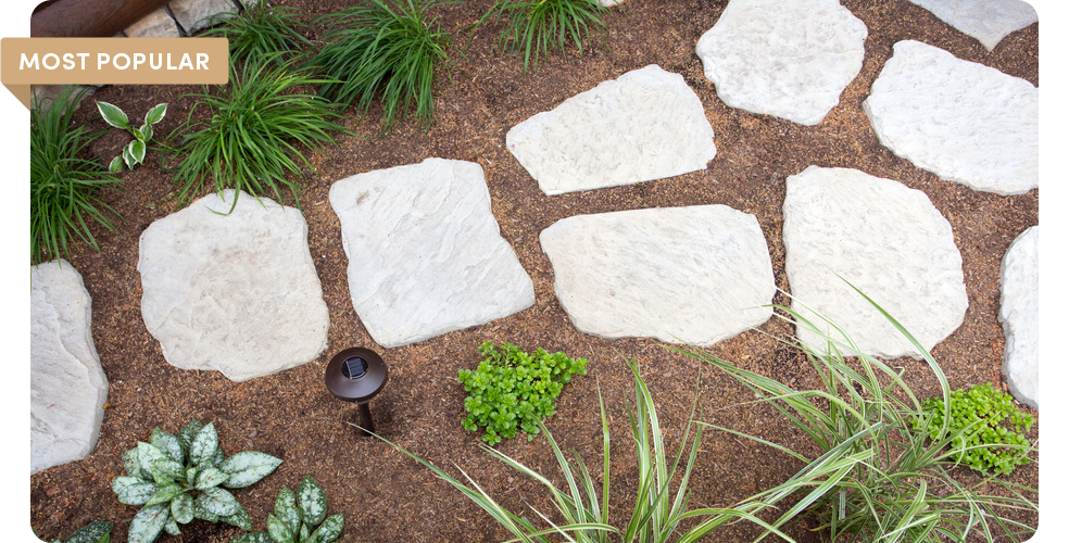 superior steppers in mulch walkway