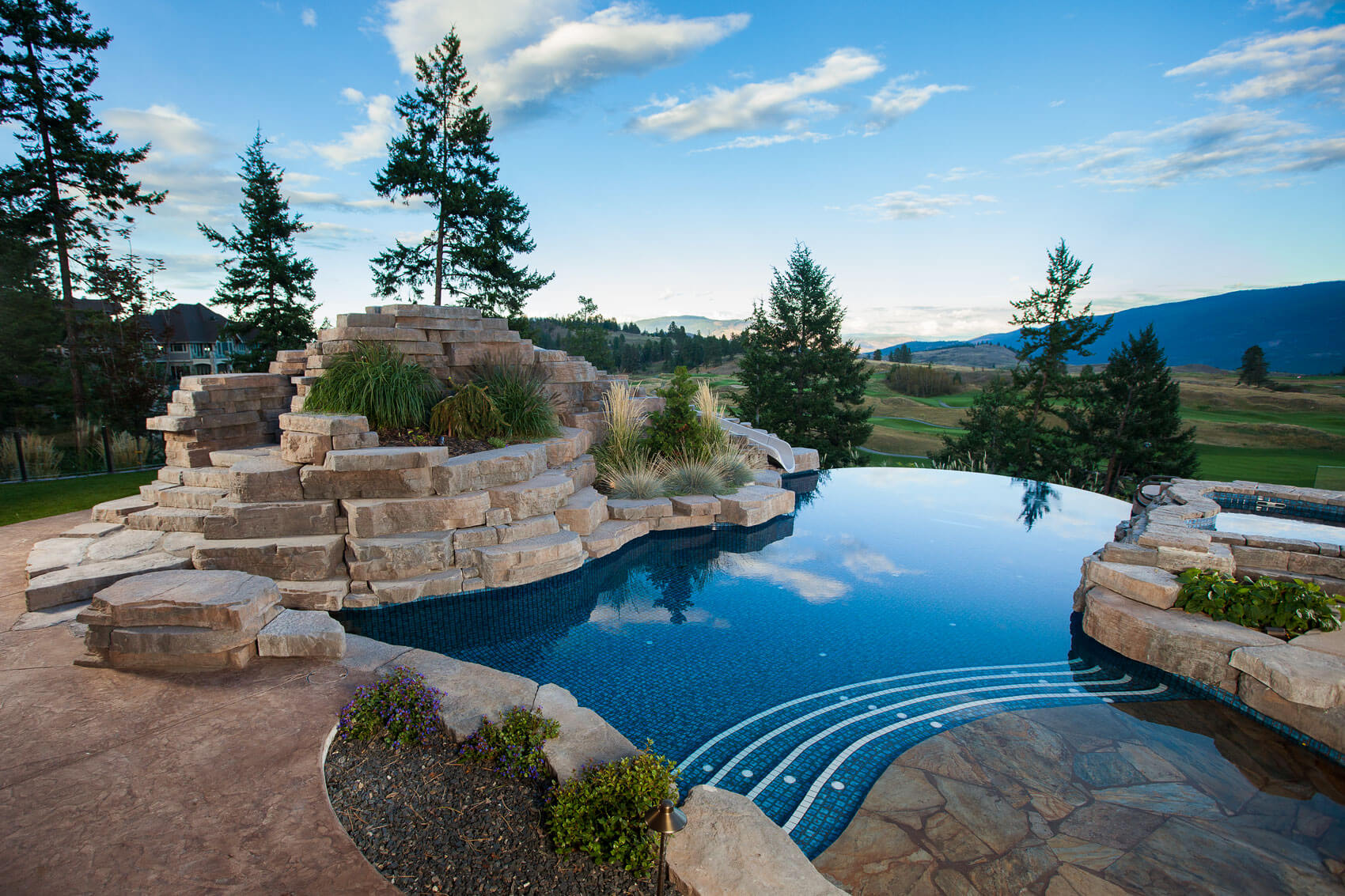 Rosetta Retaining Blocks Transform Cliff Into Pool Lagoon & Play Area