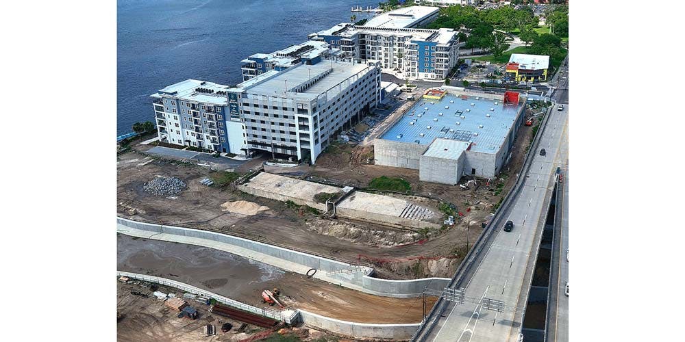 aerial view of construction area