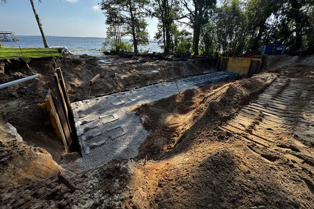 Redi-Rock being installed near ocean