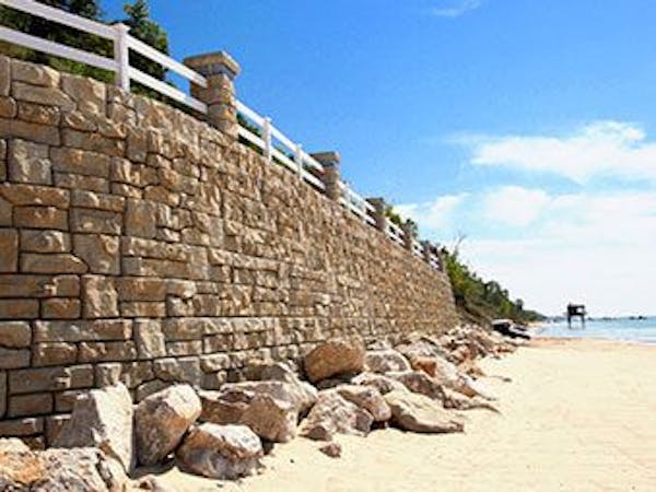 Redi-Rock Ledgestone wall along beach