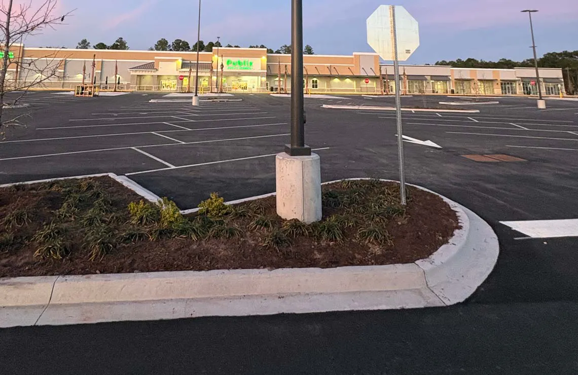 pole base in parking lot