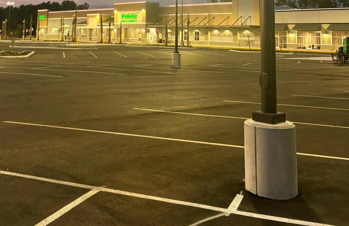pole base in parking lot