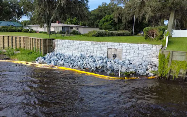 image of redi-rock retaining wall on florida river