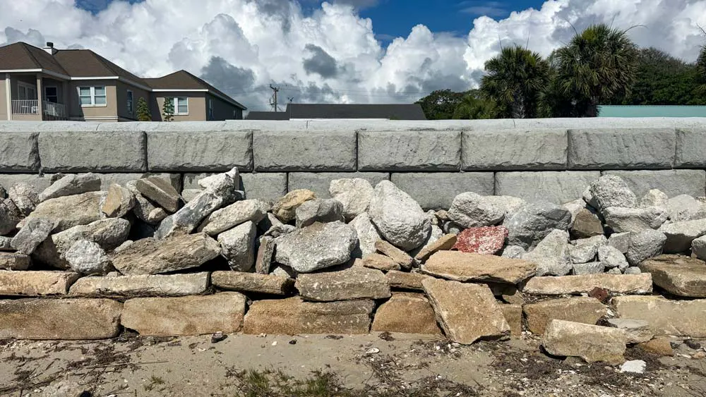 Detailed view of Redi-Rock’s Limestone texture showing similarities to the texture of historic coquina walls found throughout the St. Augustine area.