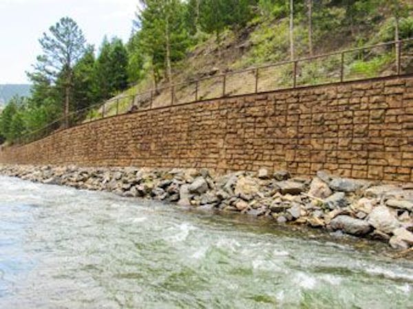 Redi-Rock Ledgestone wall protecting against water