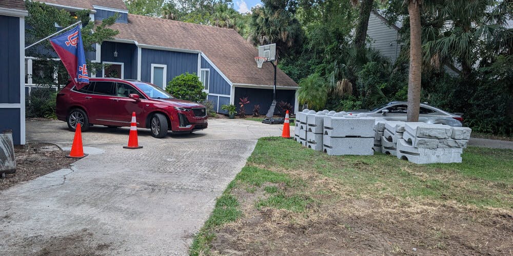 image of redi-rock blocks in front yard